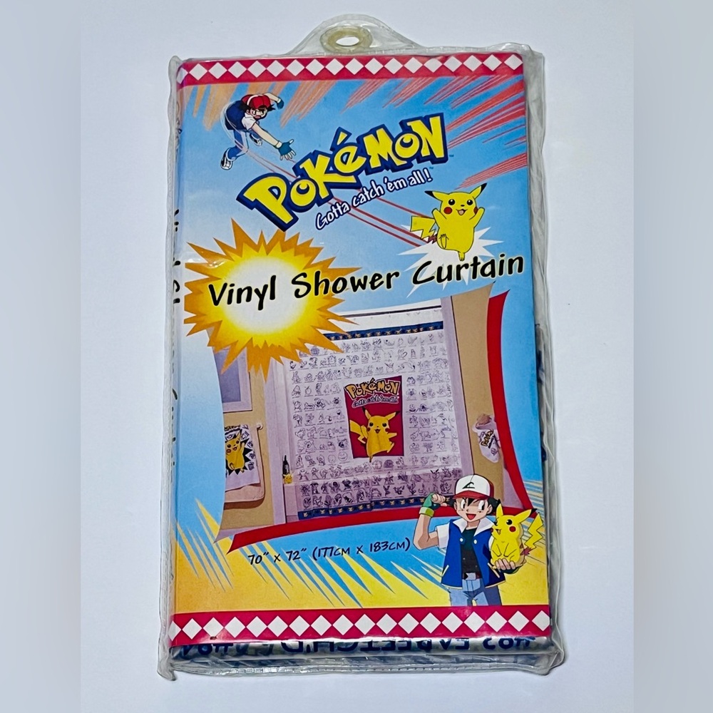 SUPER RARE ‘98 Pokemon Vinyl Shower Curtain